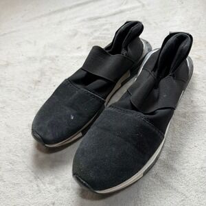 Black fashion nato Suede Elasti Sneakers size 10.5 unisex Casual Walking Shoes